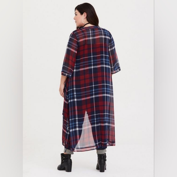 Torrid Plaid Maxi Hi Low Kimono - Picture 5 of 5